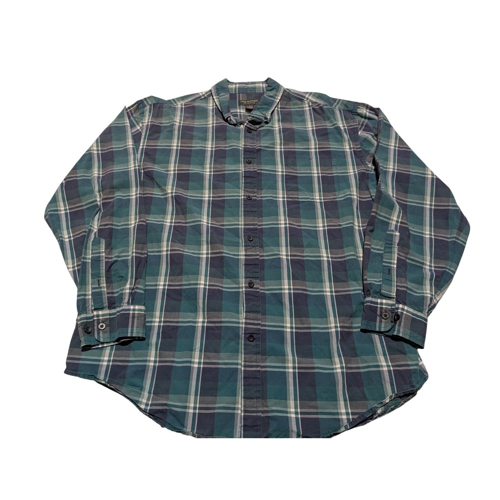 John Bartlett Shirt Mens XL Green Plaid Consensus Cotton Button Down Long Sleeve